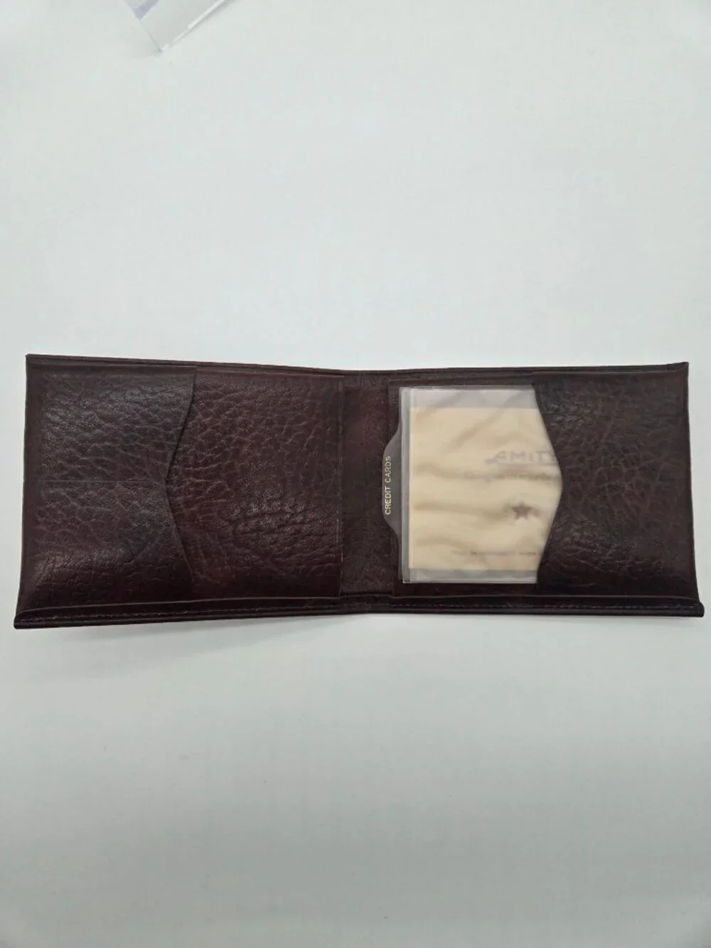 Vintage Amity Brown Pebbled Cowhide Leather Bifold Wallet NOS